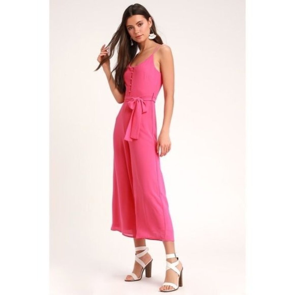 Lulus Sammy Sue Pink Wide Leg Jumpsuit Women's Size S